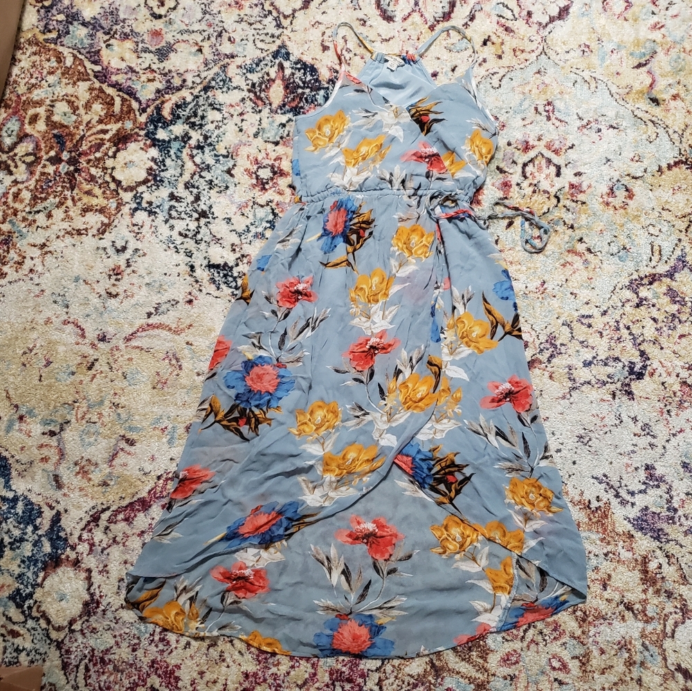 Lucky Brand High Low Sleeveless Blue Floral Dresss Size XS